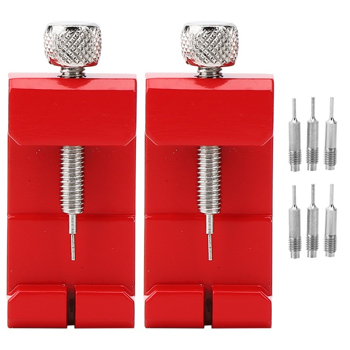 Set 2 Instrumente de Indepartare a Curelei de Ceas, Enforose, Otel Aliat, Negru/Silver/Rosu, Latime Ajustabila 4.1cm