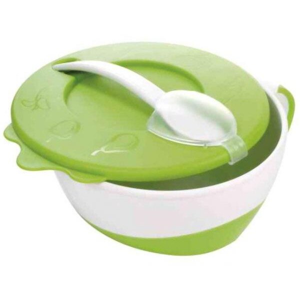 Castronel cu lingurita si capac Canpol verde