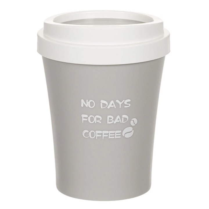 Cos de Gunoi Gri cu Capac pentru Birou Ø16x21cm - 2.2L