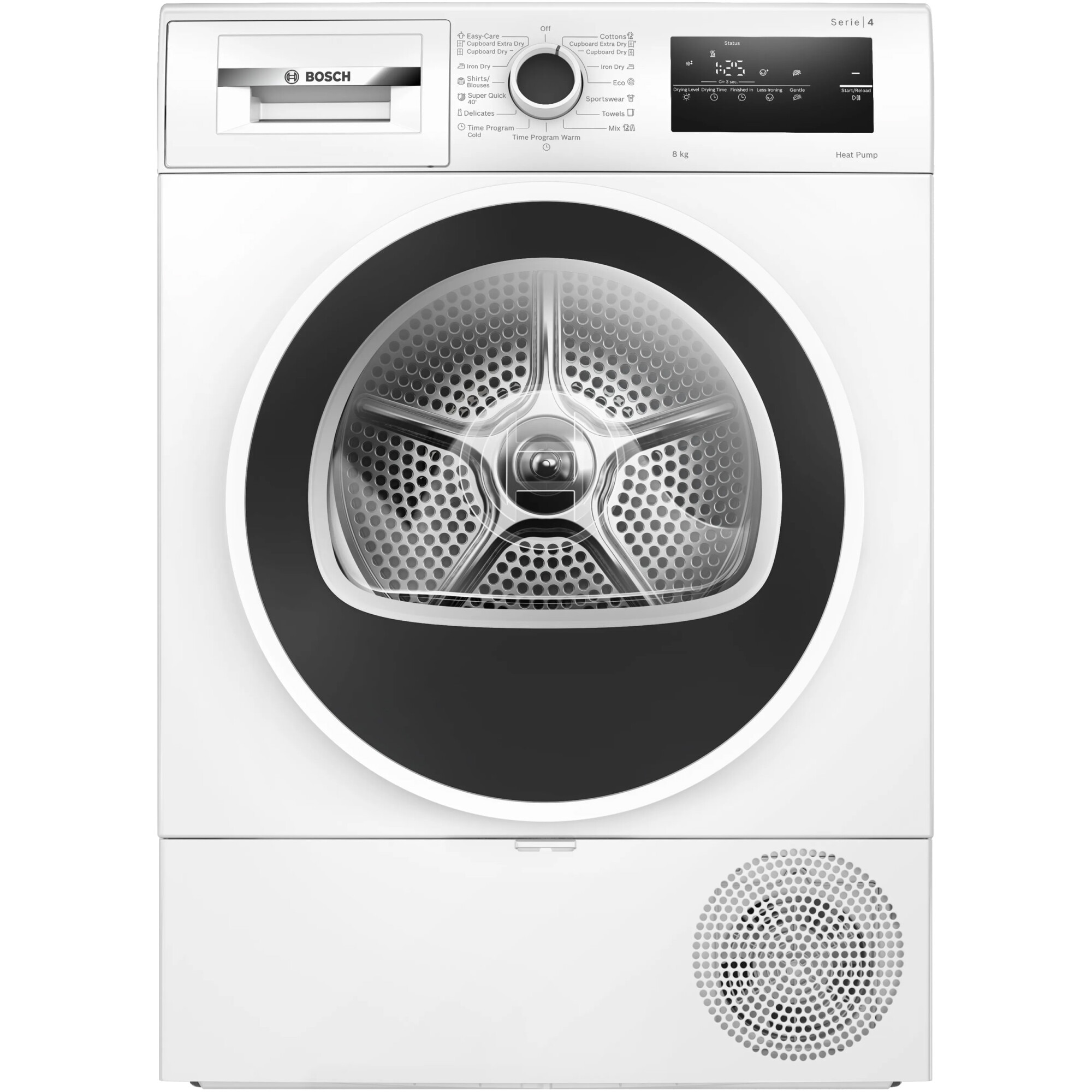 Uscator de rufe Bosch WTH85209BY, Pompa de caldura, 8 kg, 15 programe, AutoDry Technology, AntiVibration, Filtru EasyClean, Clasa D, Alb