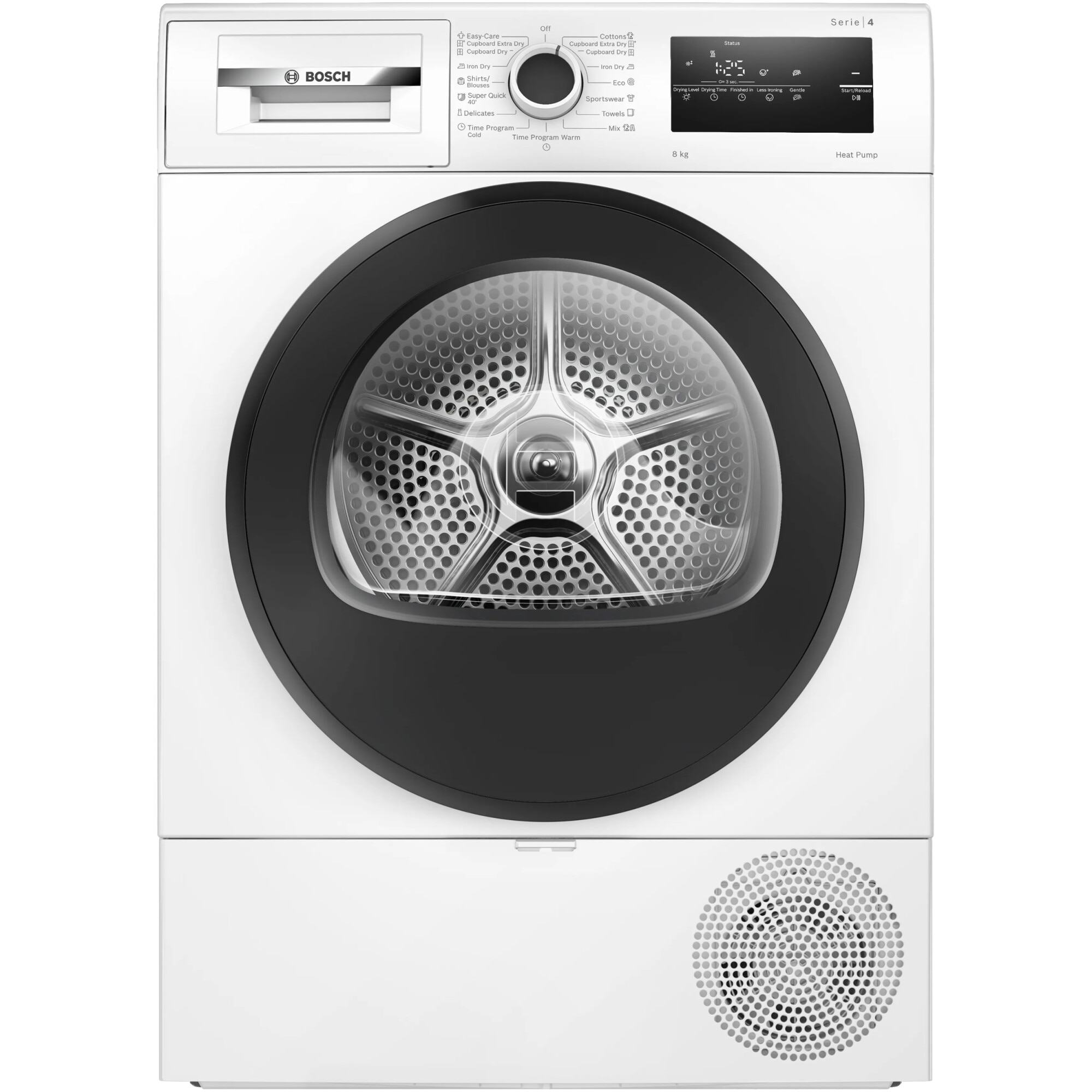 Uscator de rufe Bosch WTH83255BY, Pompa de caldura, 8 kg, 15 programe, AutoDry Technology, AntiVibration, Filtru EasyClean, Clasa D, Alb