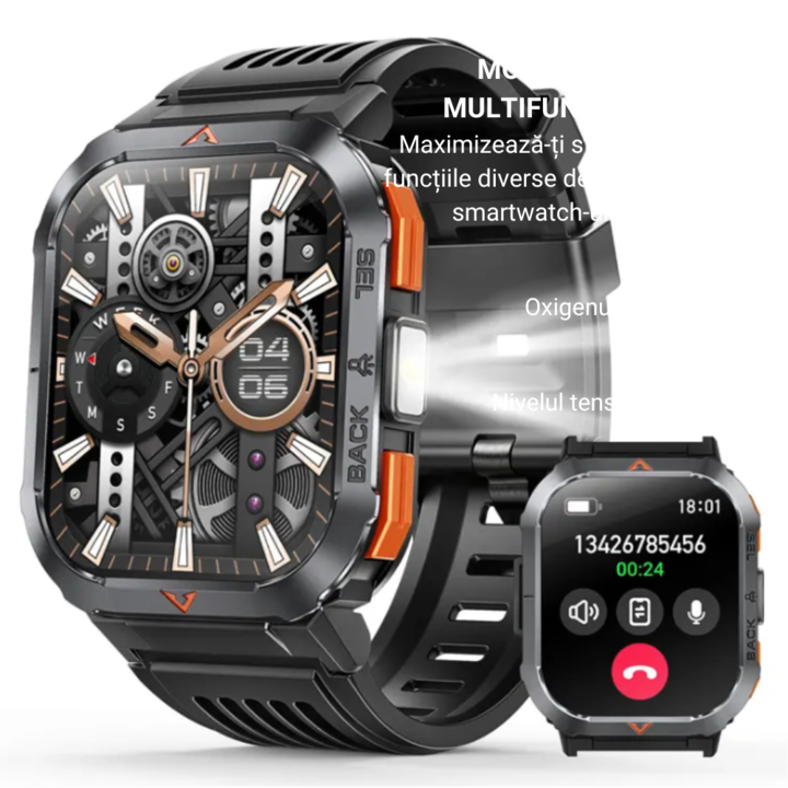 COOSTAR® okosóra, CR066, okos, fitnesz, sport, alvásfigyelés és egészségügyi mutatók, pulzusszám, vérnyomás, SpO2, LED zseblámpa, szilikon szíj, FitCloudPro