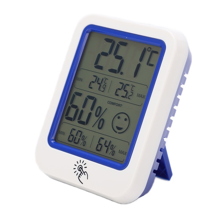 Termometru Enforose OW-159, masurare temperatura si umiditate, display LCD, suport pliabil, 20x10x5cm