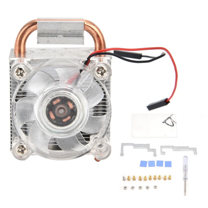 Cooler pentru Raspberry Pi, Enforose, ventilator de racire, design stripat, aluminiu, set accesorii