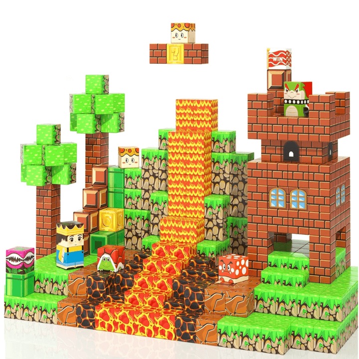 Set de Constructie Magnetic, 104 Piese, Educativ, Multicolor, pentru Copii 3+ Ani