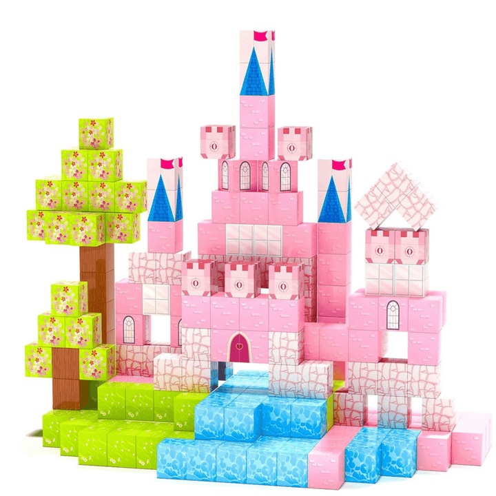 Комплект конструктор, магнитен, 104 части, образователен, многоцветен, за деца над 3 години