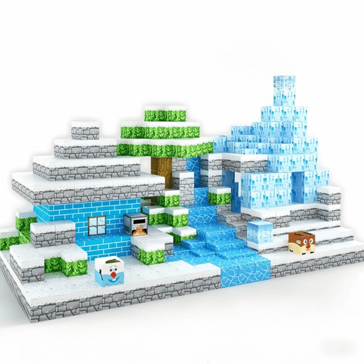 Комплект конструктор, 54 части, Магнитен, Образователен, За деца над 3 години, Многоцветен