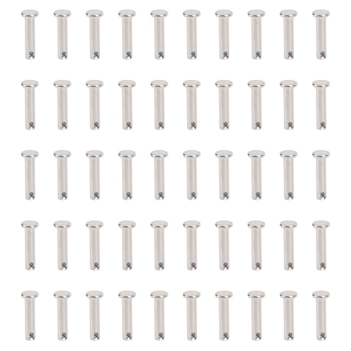 50 db 304 rozsdamentes acél laposfejű hengeres csap, mozgó lineáris alkatrészek M6x25mm