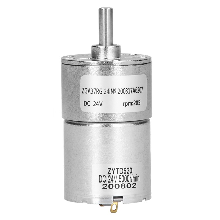 Enforose DC 24V, 1:24, 205RPM, 37x24.5mm motor reductor, fém csapággyal