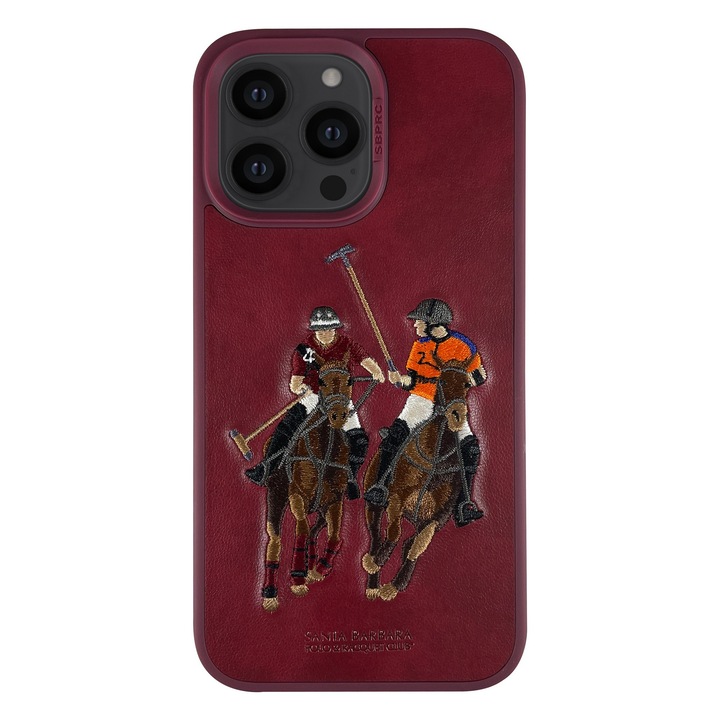 Prémium tok iPhone 14 Pro Max Santa Barbara Polo & Racquet Club Jockey Red telefonhoz, hímzés