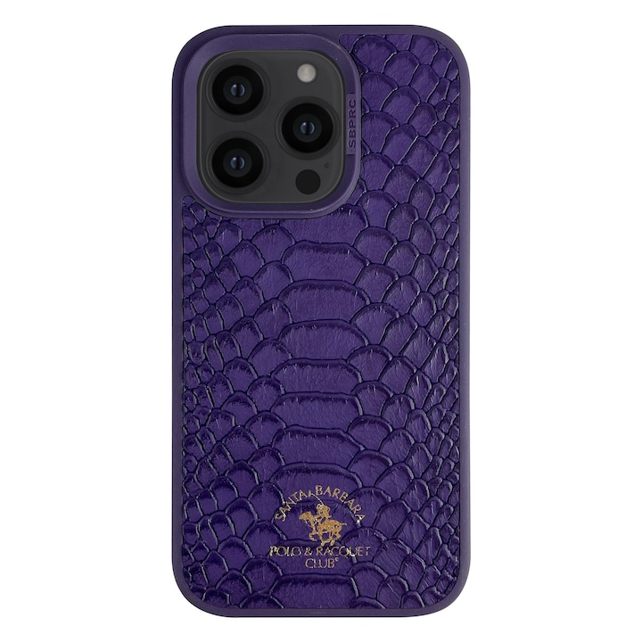 Prémium tok iPhone 14 Santa Barbara Polo & Racquet Club Knight Purple telefonhoz, Eco-bőr