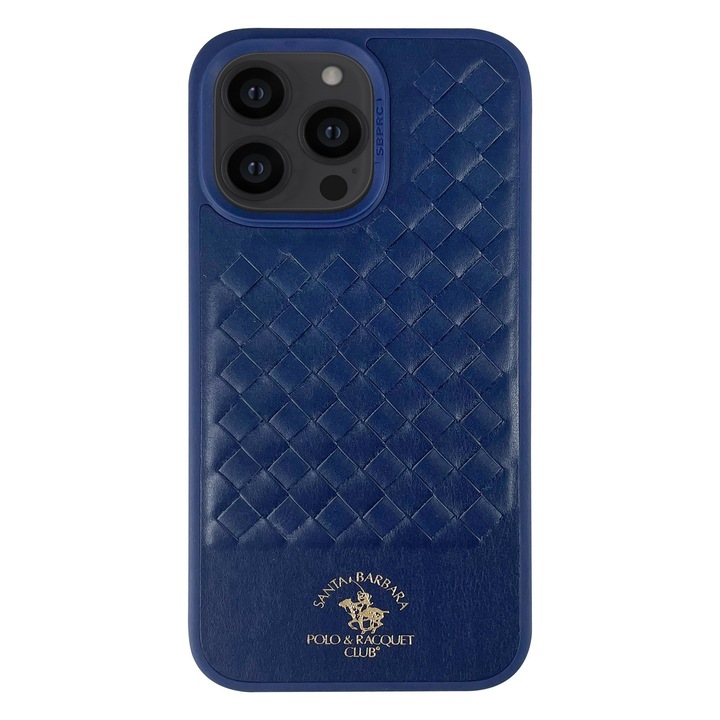 Prémium tok iPhone 14 Santa Barbara Polo & Racquet Club Ravel Navy telefonhoz, Eco-bőr
