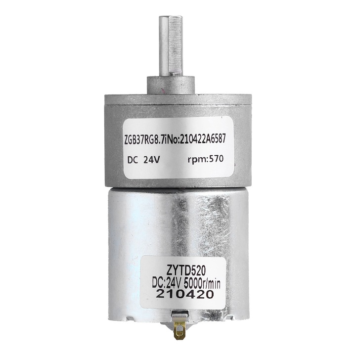Motor electric cu reducere DC 24V, Enforose, 37mm, 570RPM, 0.3kgf.cm, 1:8.7