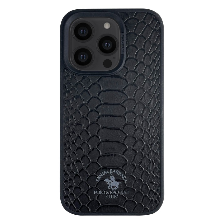 Prémium tok iPhone 14 Pro Max Santa Barbara Polo & Racquet Club Knight Black telefonhoz, Eco-bőr