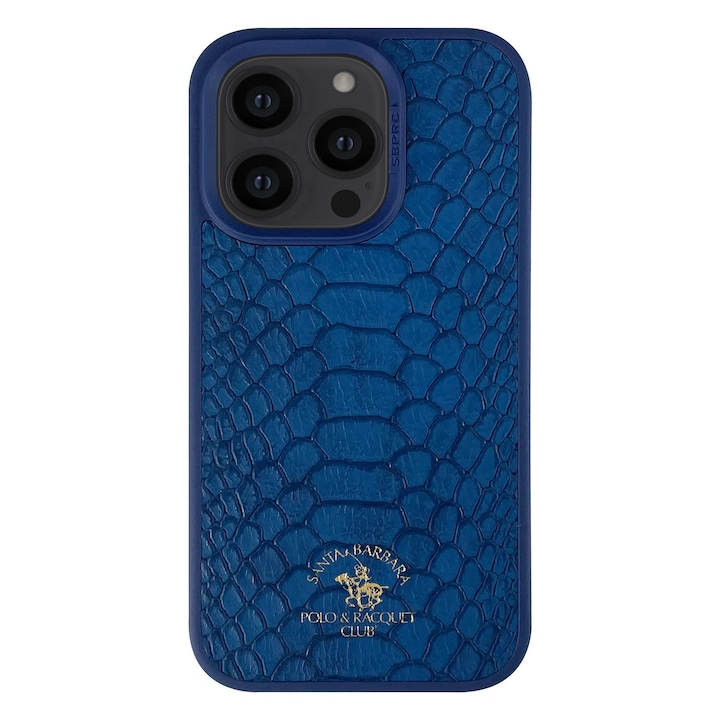 Prémium tok iPhone 14 Pro Santa Barbara Polo & Racquet Club Knight Blue telefonhoz, Eco-bőr