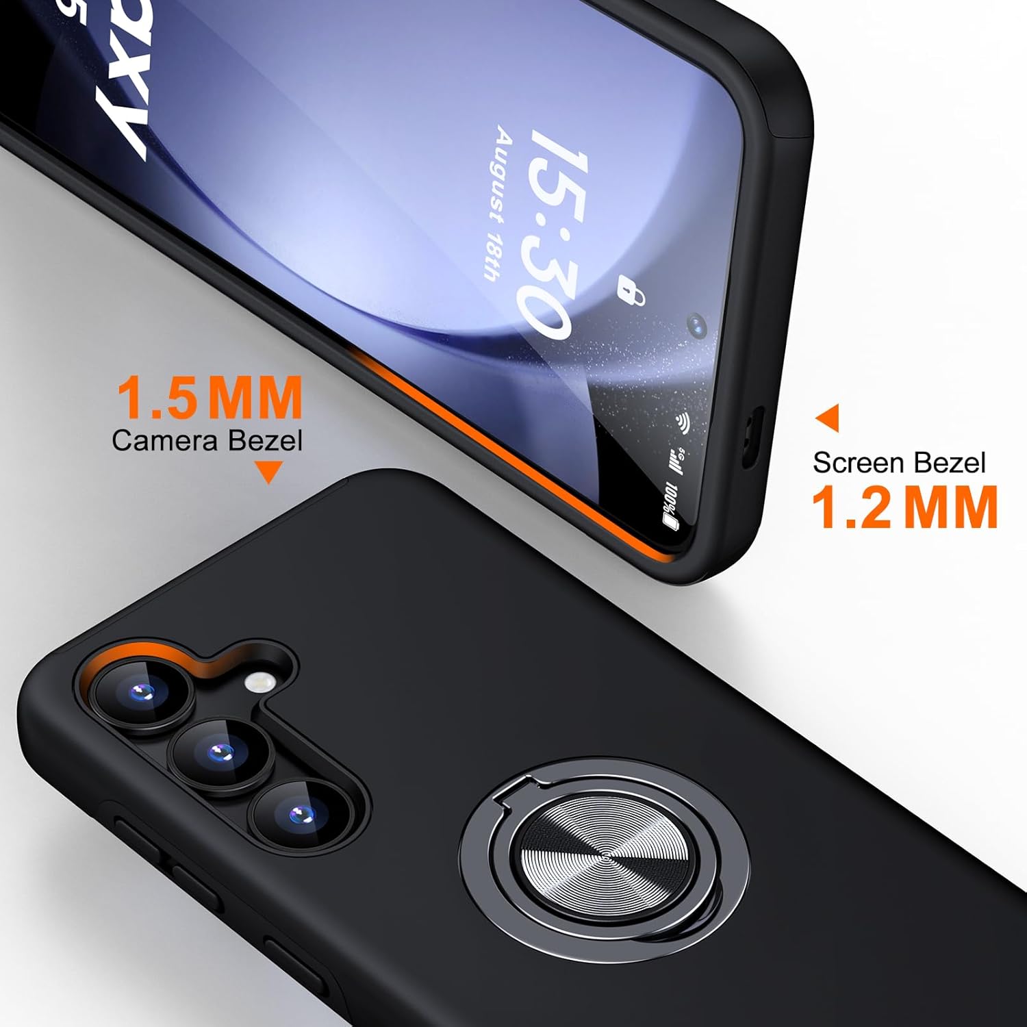 Husa Protectie Hybrid Antisoc pentru Samsung Galaxy S25 FE, Inel 360° si Suport Kickstand, TPU, Bumper Integrat, Negru