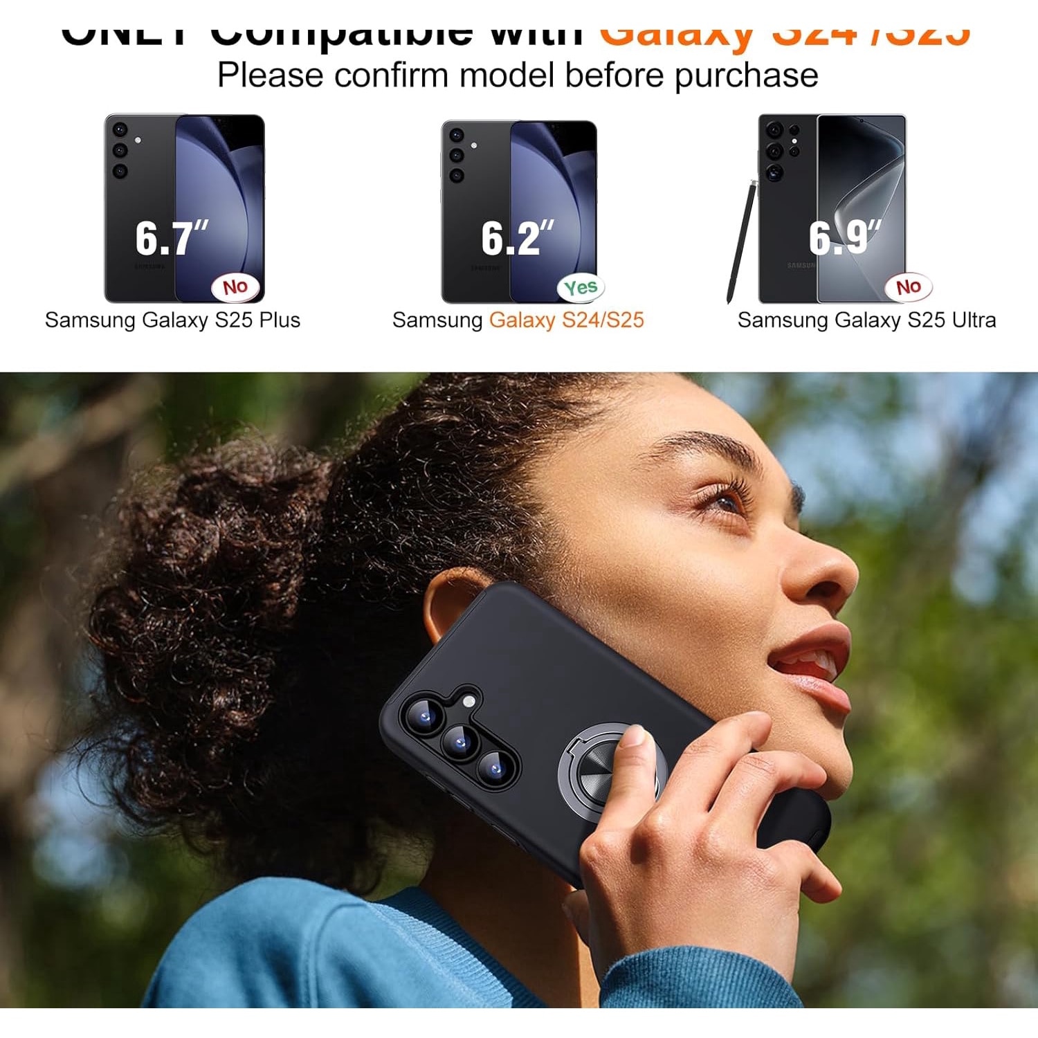 Husa de protectie pentru Samsung Galaxy S25, Hybrid Antisoc, Kickstand, Bumper inel rotativ 360, Black