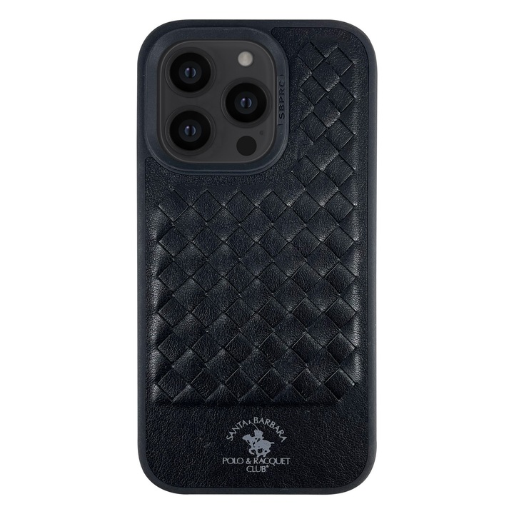 Премиум калъф за iPhone 14 Pro Santa Barbara Polo & Racquet Club Ravel черен, еко кожа