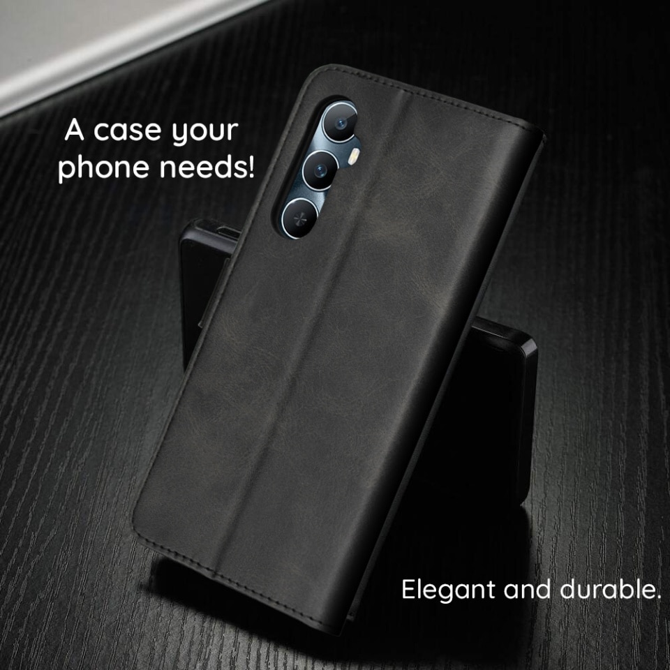 Husa pentru Xiaomi Redmi 14C / Poco C75, SKYDDAR INNOVATION, Diary Book, tip carte, cu Portofel Interior, Antisoc, Negru, set cu sticker