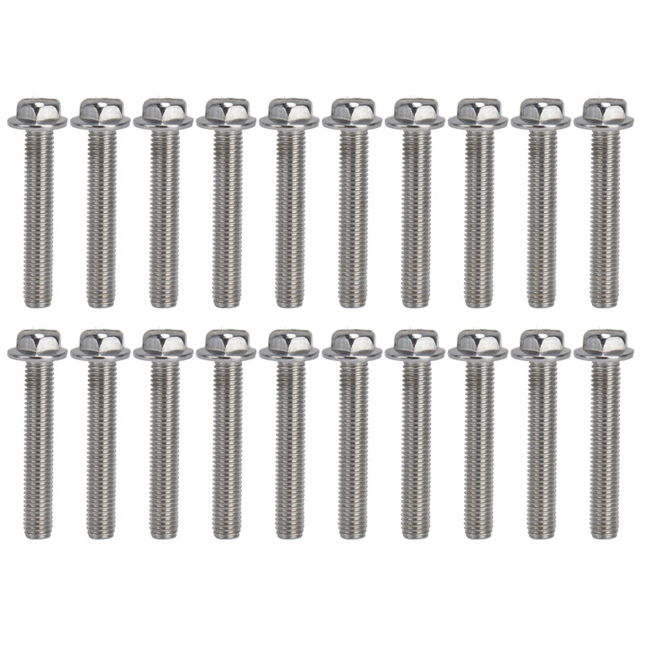 20 buc suruburi cu surub M10x1,5 A2‑70 surub cu cap hexagonal cu flansa din otel inoxidabil cu garnitura DIN6921