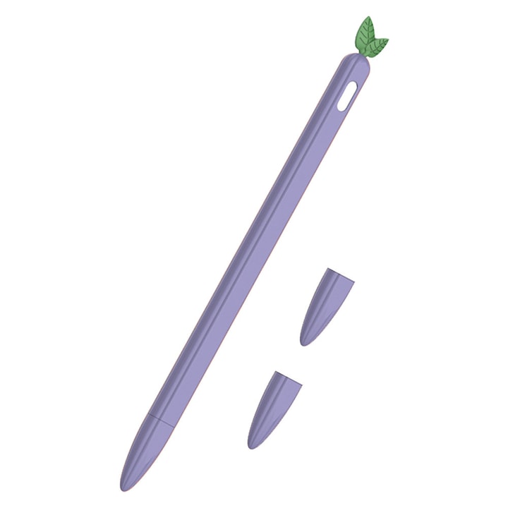 Husa silicon fructe HERUSI pentru Apple Pencil 2nd Gen, mov, 18x1cm