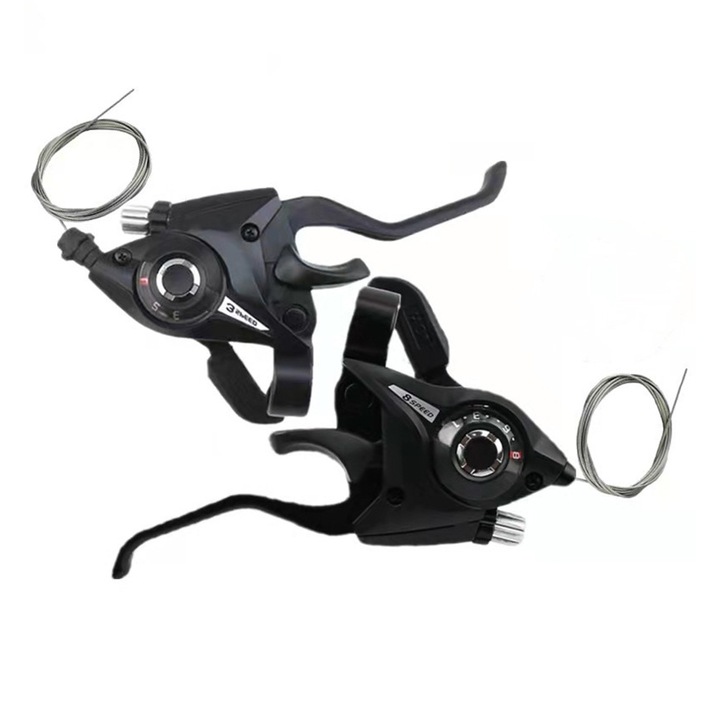 Комплект лостове за превключване/смяна на скорости, 21 скорости, алуминий, ергономичен дизайн, черен, 22.2 мм