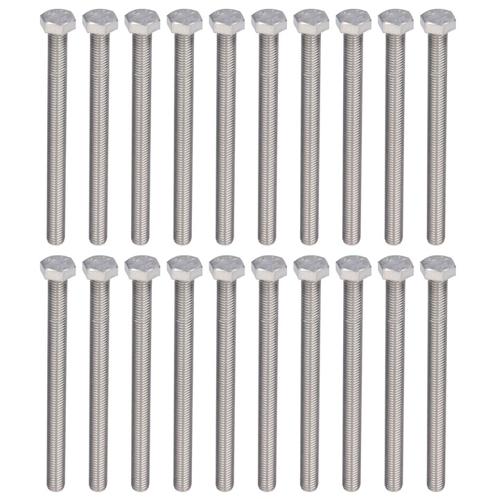 20 buc suruburi hexagonale suruburi cu filet grosier suruburi complet filetate din otel inoxidabil A2 M10x1,5 DIN 933