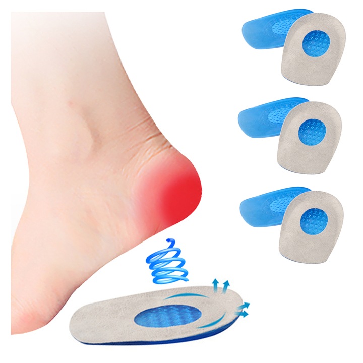 Set 3 Perechi Talpi Silicoane pentru Dureri de Calcai, Amortizare Impact, Protectie Picior, 35-40 EU