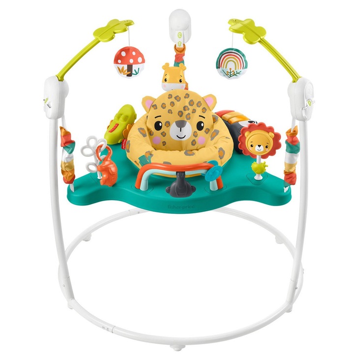 Saritor pentru copii cu Centru de Activitati WePro Store, Baby Jumper, Ajustabil pe Inaltime, Scaun Rotativ 360, Sunete, Lumini si Accesorii atractive, ideal pentru bebelusi de la 6 luni+, Leu