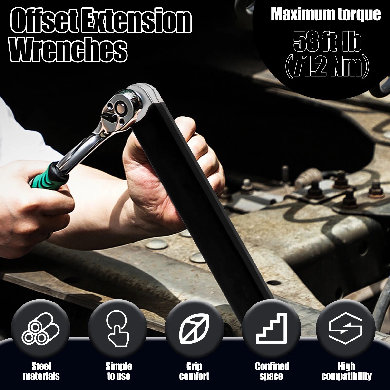 Cheie de extensie offset Fokelyi, 4 adaptoare, utilizare in spatii