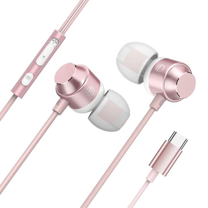 Casti In-Ear YANYXR USB-C, microfon, negru 1.2m