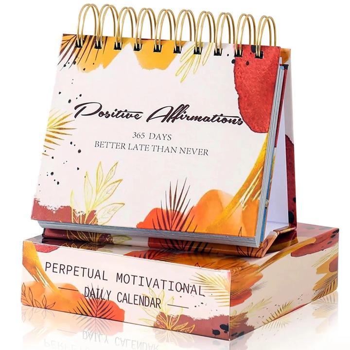 Calendar de birou ZYBLSSBB LSM2xh761-BCS0288538, calendar perpetuu cu afirmatii pozitive 365 zile, Multicolor, 4 x 14 x 15 cm