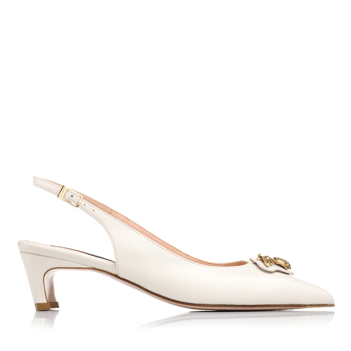 Pantofi Musette, BEE A123, Piele naturala, Ivoire