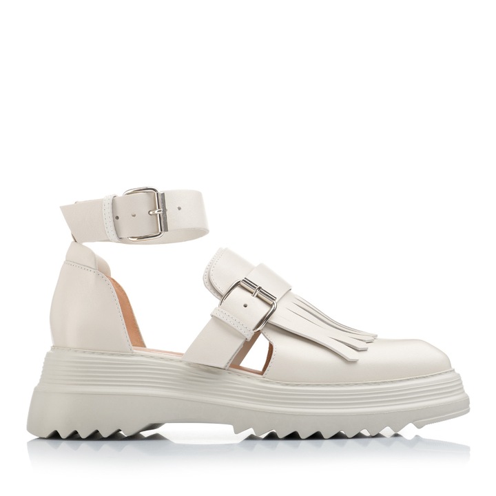 Pantofi Musette, ALYA A94, Piele naturala, Ivoire