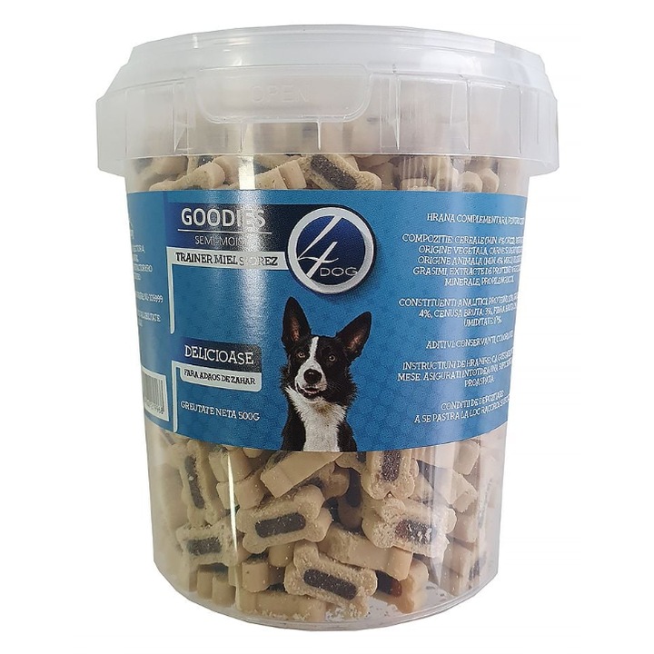 Recompense pentru Caini 4DOG GOODIES Trainer Miel si Orez, 500g