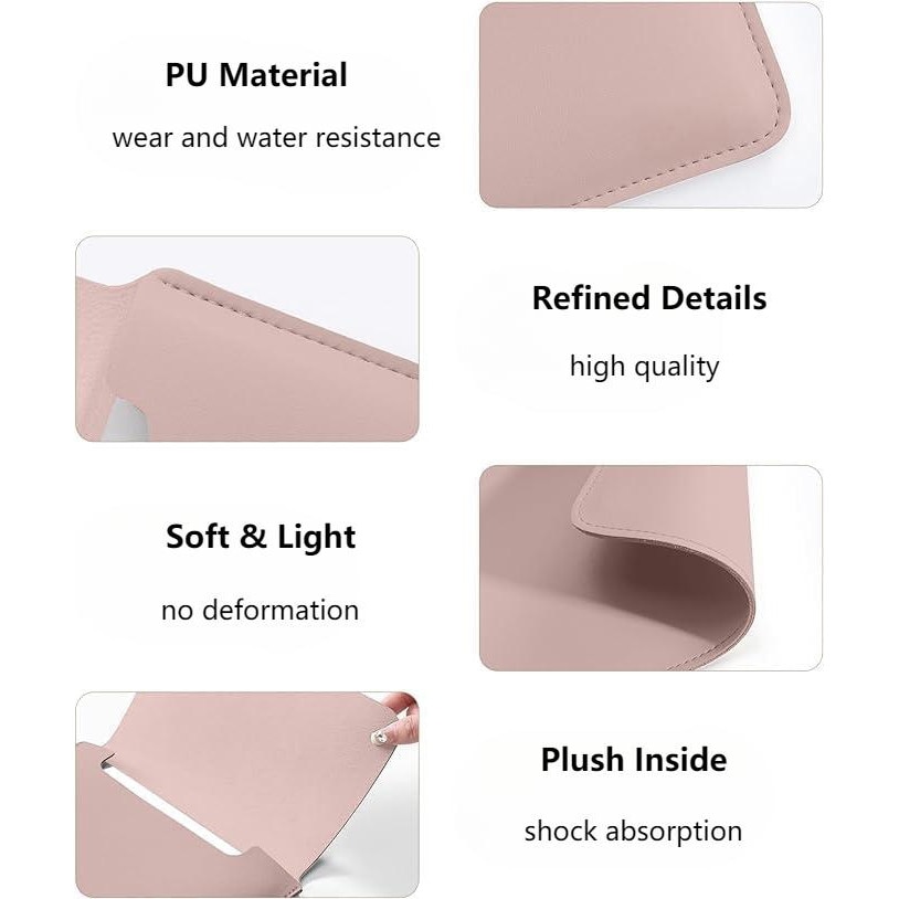 Husa pentru MacBook Pro/Air sau Laptop 14, piele PU, buzunar pentru accesorii si mouse pad incluse, rezistenta la apa, roz