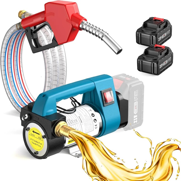 Akkus dízel szivattyú, 260 W-os motor, strapabíró fém konstrukció, kék, méretek 5x8x5 hüvelyk