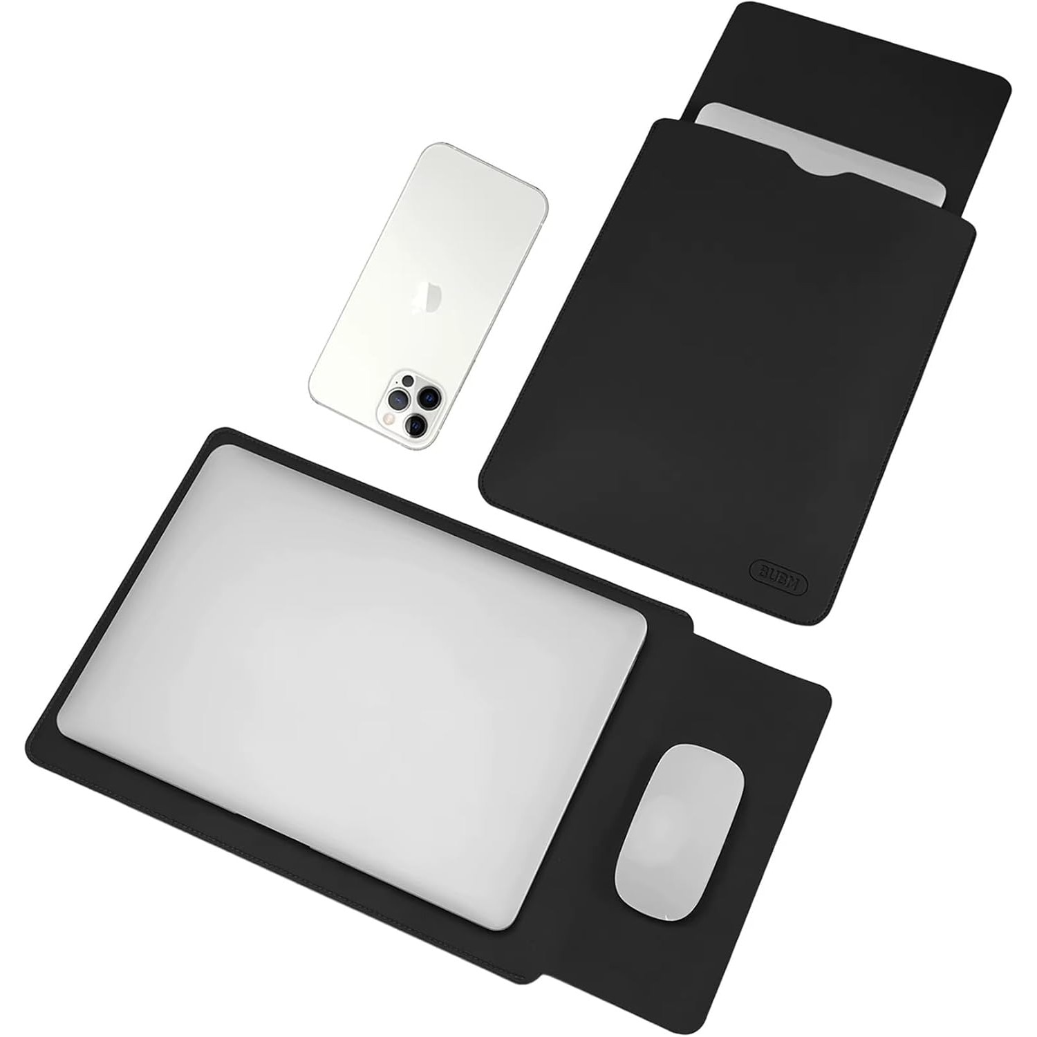Husa laptop 14", neagra, cu mousepad si buzunar pentru accesorii, protectie militara, pentru MacBook si laptopuri similare