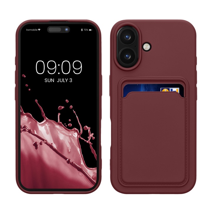 Kwmobile tok Apple iPhone 16 telefonhoz, sötétvörös, szilikon, KWM000022UF006C