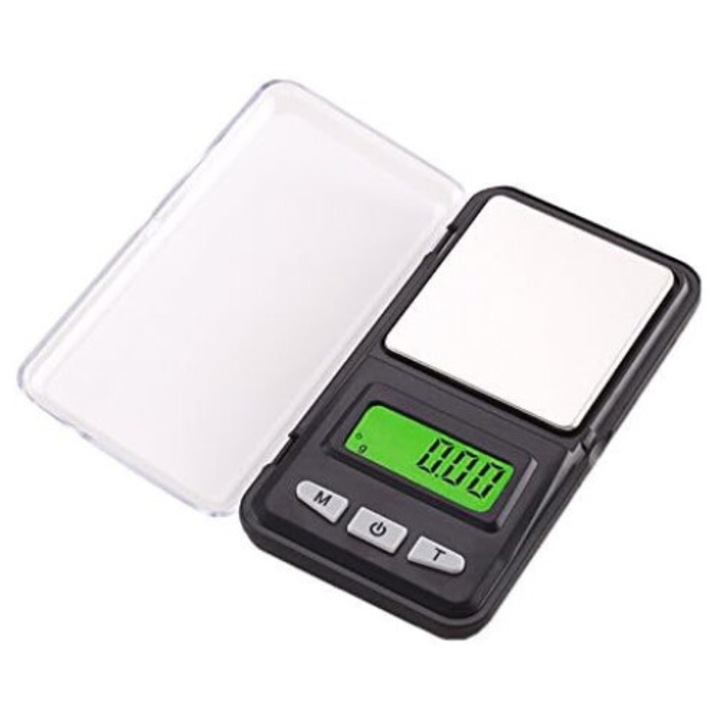 Cantar digital mini Enforose, capacitate 500g, platforma din otel inoxidabil, design compact, conversie automata a unitatilor