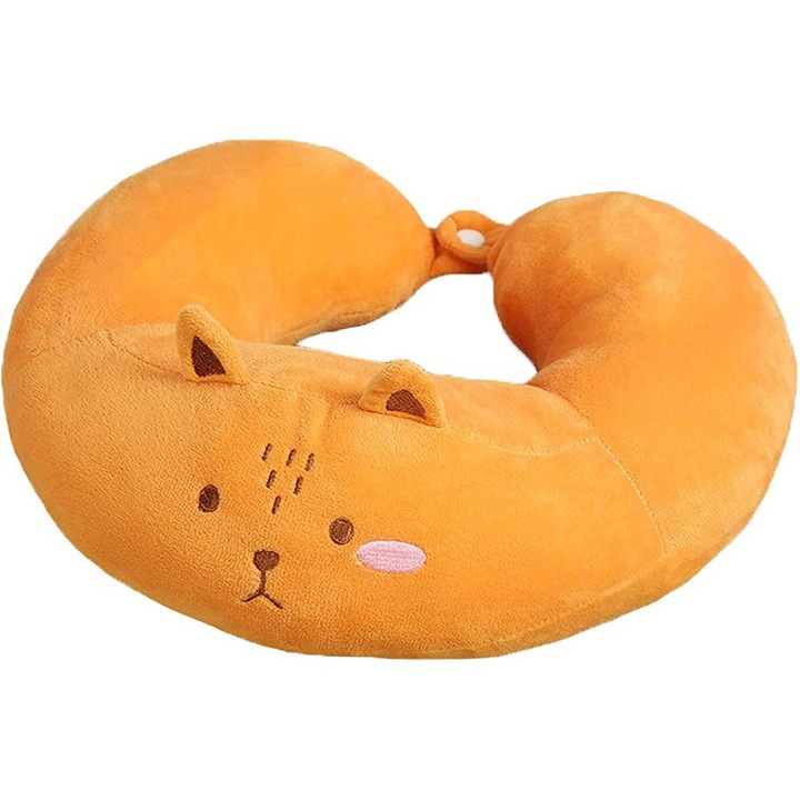 Perna de calatorie U-Form, Enforose, suport pentru gat, portocalie, 31x28cm