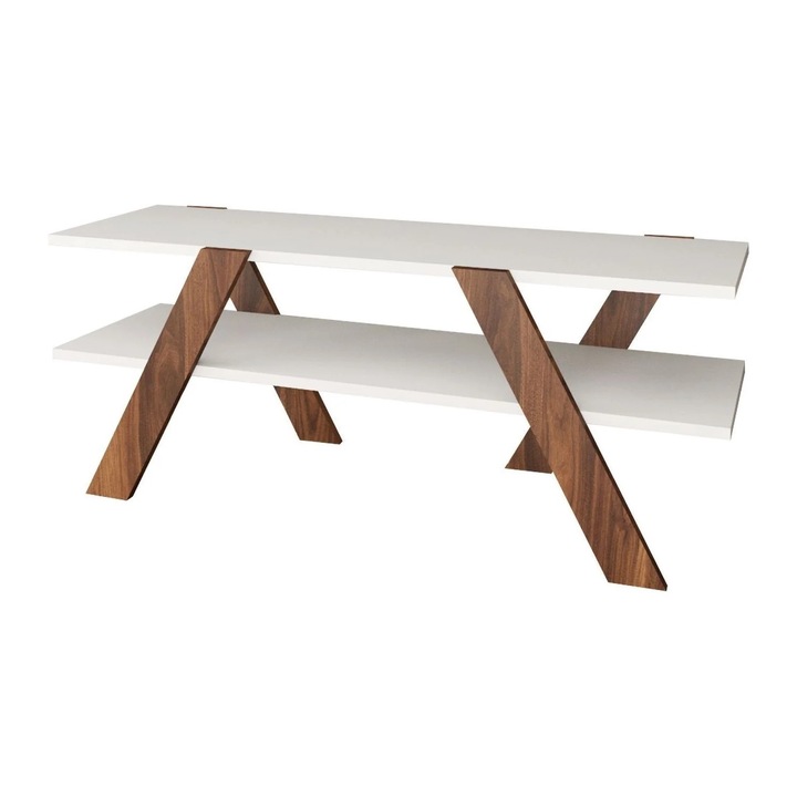 Comoda TV, PAL, 120x33x45 cm, alb/nuc