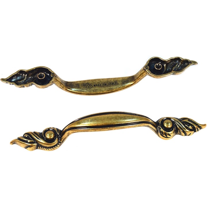 Maner pentru mobila, Auriu antichizat, Distanta intre gauri 96 mm, set 2 bucati