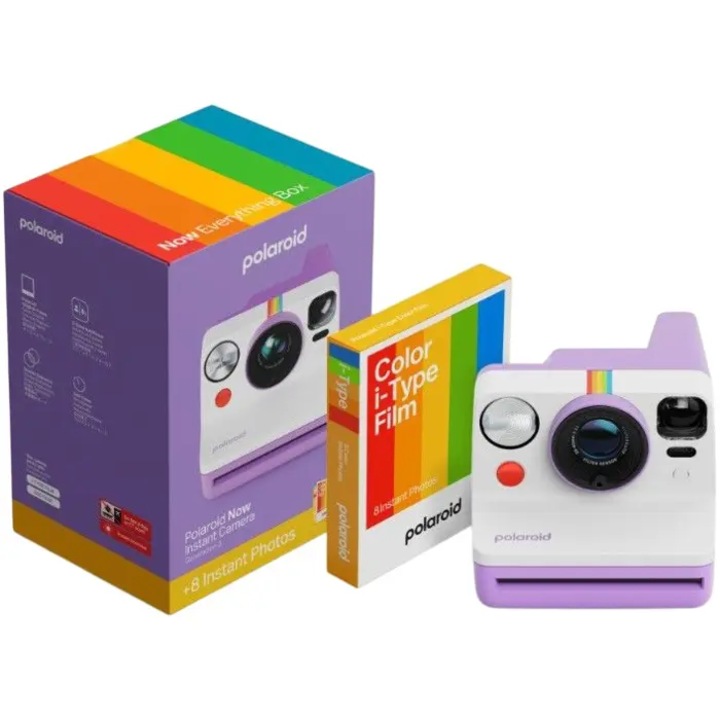 Camera Foto Instant Polaroid Now Gen 3 Purple + Film Color, 8 buc