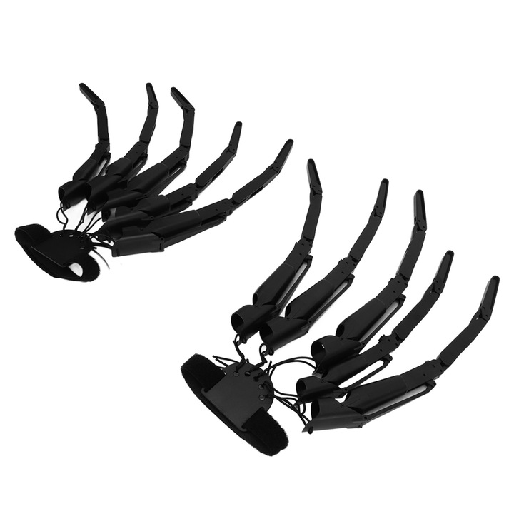 Maini schelet Halloween, decoratiuni petrecere, dimensiune universala, flexibile, negre