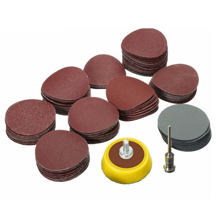 Комплект за полиране и шлайфане от 102 части, ZGGZERG, с държач за шлифовъчен диск и удължител, за полиране и довършителни работи на дървени повърхности, съвместим с бормашина, зърненост 100, 180, 240, 1500, 3000, кафяво+сиво