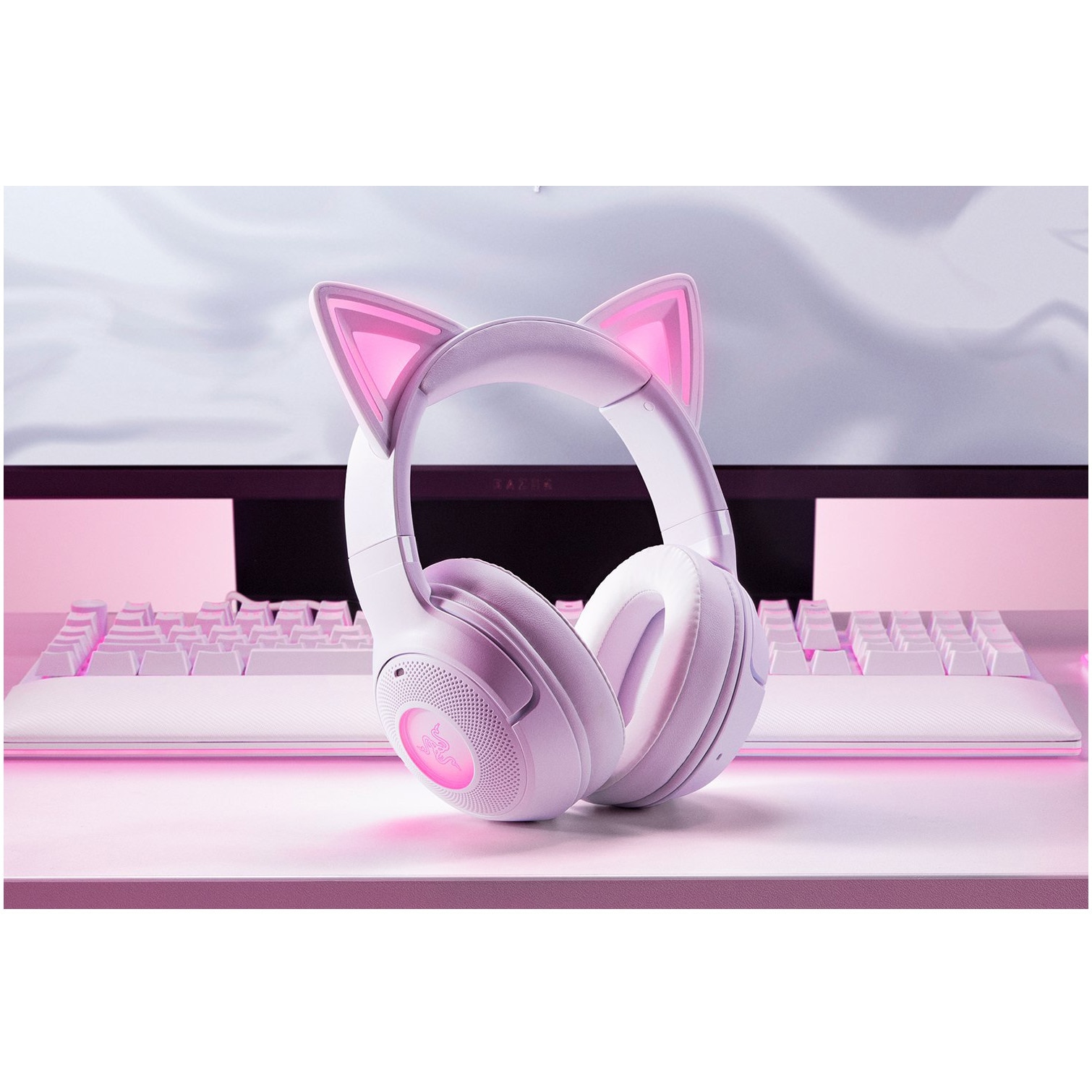 Casti gaming wireless Razer Kraken Kitty V2 BT, 2 zone iluminare