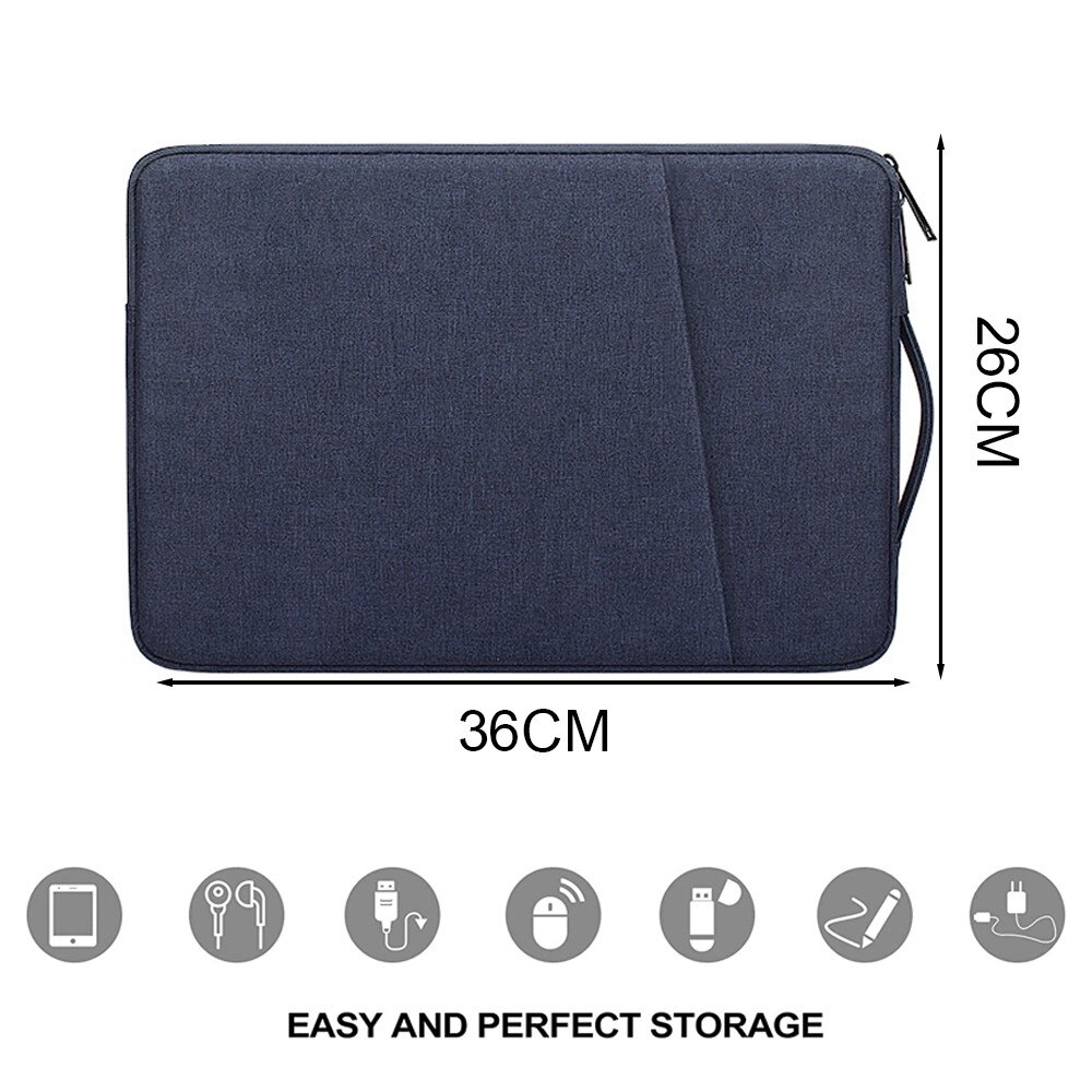 YANYXR, husa pentru laptop din textil, dublu compartiment, captuseala plus, impermeabil, maner retractabil, BST3022418-3, bleumarin, 13,3"