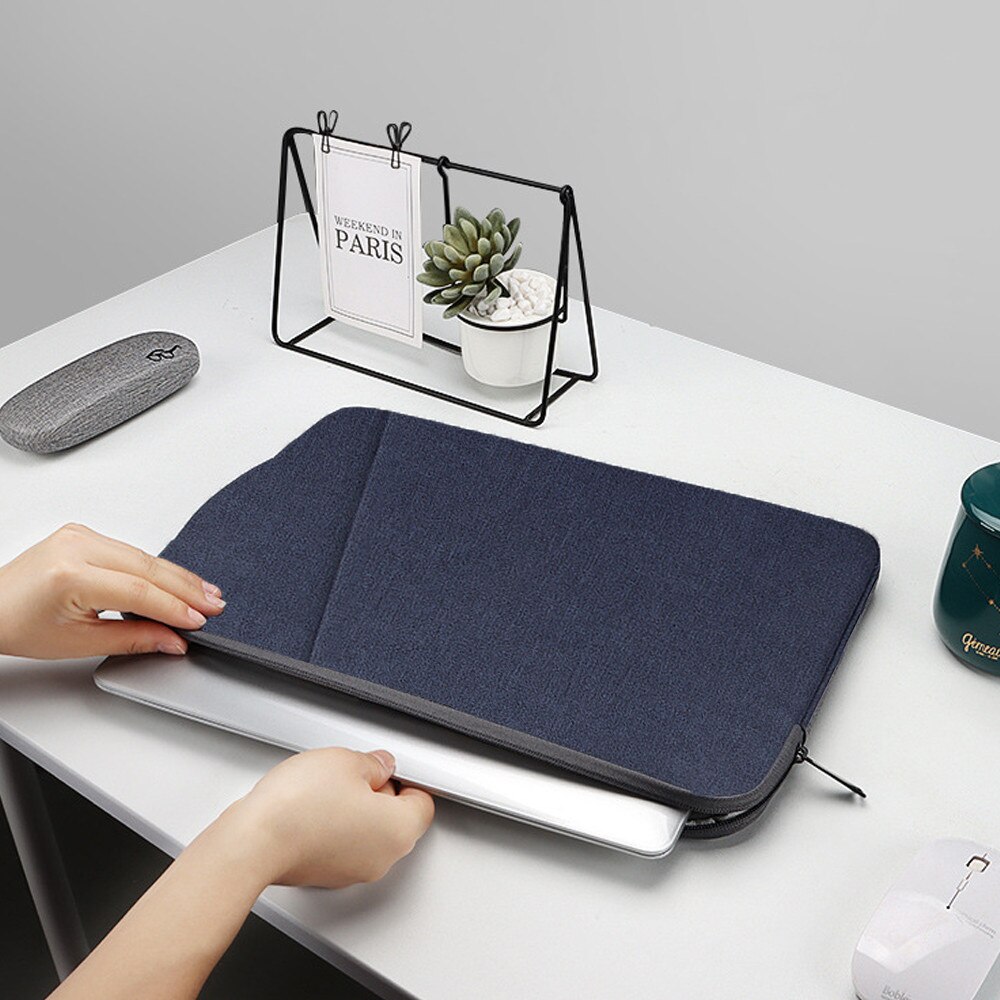 YANYXR, husa pentru laptop din textil, dublu compartiment, captuseala plus, impermeabil, maner retractabil, BST3022418-3, bleumarin, 13,3"