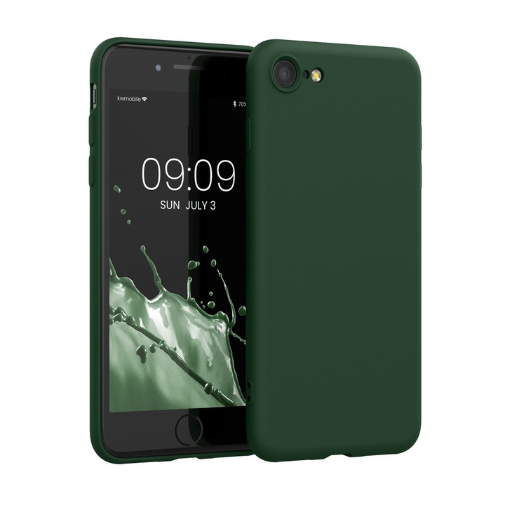 Kwmobile tok Apple iPhone SE (2022)/iPhone SE (2020)/iPhone 8 telefonokhoz, sötétzöld, szilikon, KWM000010IU095C